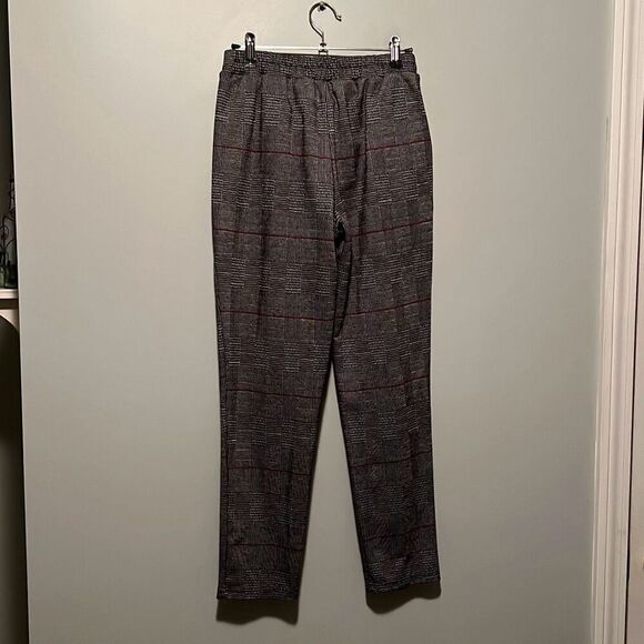 Love Tree Women's Gray Red Plaid Belted High Rise Pants - Picture 4 of 7